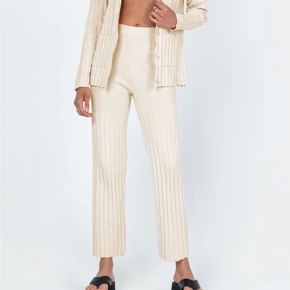 Princess polly ribbed beige lounge pants